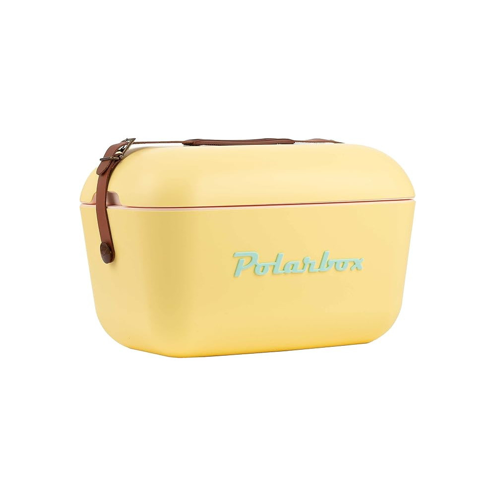 Polarbox 20L Cooler Spacious, Stylish, and Insulated with Leather Handle for Ultimate Chill Retention on Outdoor Adventures, Yellow/Cyan