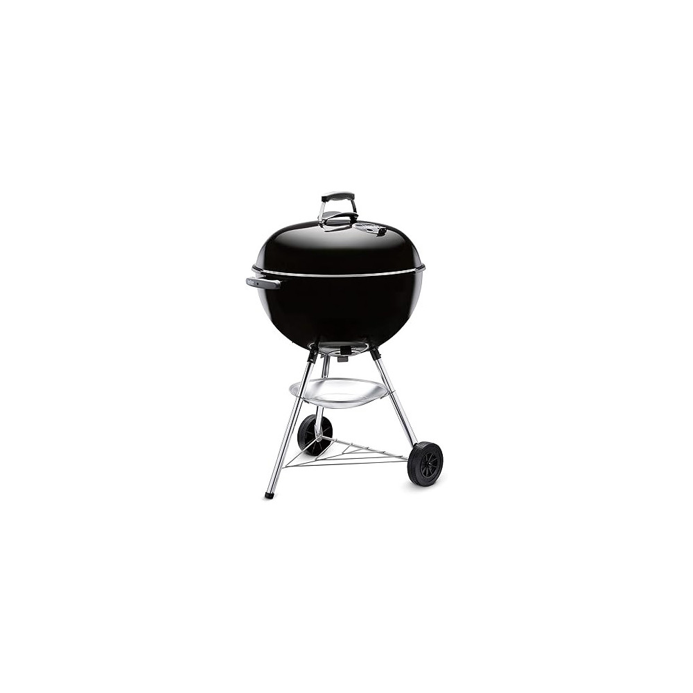 Weber 57cm Iconic Design Premium Quality Bar B Round Kettle Charcoal Grill With Lid And Wheels, Black