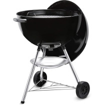 Weber 57cm Iconic Design Premium Quality Bar B Round Kettle Charcoal Grill With Lid And Wheels, Black