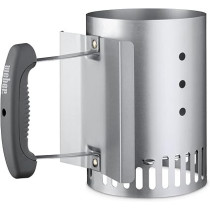 Weber Compact Small Rapid Fire Chimney Charcoal Starter With Handle, Silver
