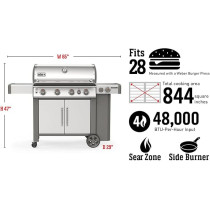 Weber Genesis E-435 Premium With 435 GBS Gas Grill, Extra Large Folding Fable For Preparing And Serving, Black