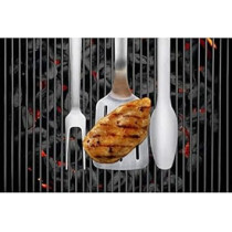 Weber BBQ Stainless Steel Tool Set Includes Spatula, Tong And Fork With Comfortable Handle, Black/Silver