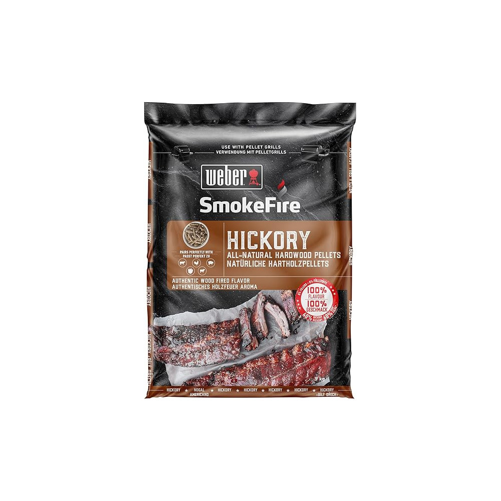 Weber Smoke Fire Hickory Hardwood Pellets, 9 kg