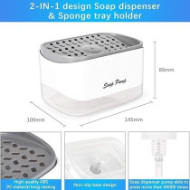 Bestseek Kitchen Dish Soap Dispenser with Sponge Holder, Newest 2-in-1 Countertop Soap Pump Dispenser, for Kitchen Sink Dishwashing Soap Dispenser, 12.5 Ounces