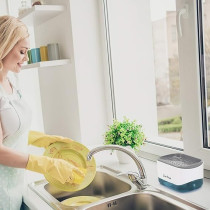 Bestseek Kitchen Dish Soap Dispenser with Sponge Holder, Newest 2-in-1 Countertop Soap Pump Dispenser, for Kitchen Sink Dishwashing Soap Dispenser, 12.5 Ounces