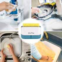 Bestseek Kitchen Dish Soap Dispenser with Sponge Holder, Newest 2-in-1 Countertop Soap Pump Dispenser, for Kitchen Sink Dishwashing Soap Dispenser, 12.5 Ounces