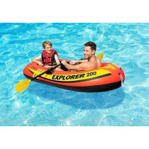 Intex Explorer Inflatable Boat Series Dual Air Chambers Welded Oar Locks Grab Handles Bow Rope Sporty Design, Orange