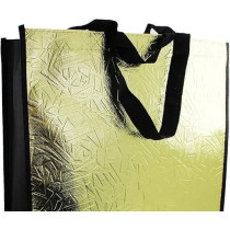 Non-Woven Fabric Bag 34.5 x 12 x 38 cm Golden Color Stylish and Durable Reusable Tote for Shopping, Gifts, And Events