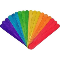 KTOJOY 6 Inch 100 Pcs Colored Jumbo Wooden Craft Sticks Wooden Popsicle Colored Craft Sticks Stick 3/4 Wide Treat Sticks Ice Pop Sticks for DIY Crafts Home Art Projects, Classroom Art Supplies
