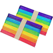 KTOJOY 6 Inch 100 Pcs Colored Jumbo Wooden Craft Sticks Wooden Popsicle Colored Craft Sticks Stick 3/4 Wide Treat Sticks Ice Pop Sticks for DIY Crafts Home Art Projects, Classroom Art Supplies