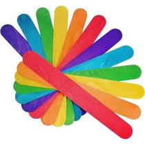 KTOJOY 6 Inch 100 Pcs Colored Jumbo Wooden Craft Sticks Wooden Popsicle Colored Craft Sticks Stick 3/4 Wide Treat Sticks Ice Pop Sticks for DIY Crafts Home Art Projects, Classroom Art Supplies