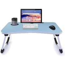 Portable Folding Laptop Table With iPad And Cup Holder, Blue