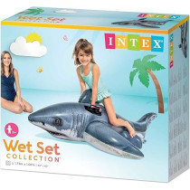 Intex Inflatable Shark Beach Toy Pool Float, Grey, 173 X 107 Cm, 57525