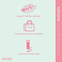 Intex Kidz Travel Bed With Hand Pump, Beige, 66810Ep, 42 X 66 X 10