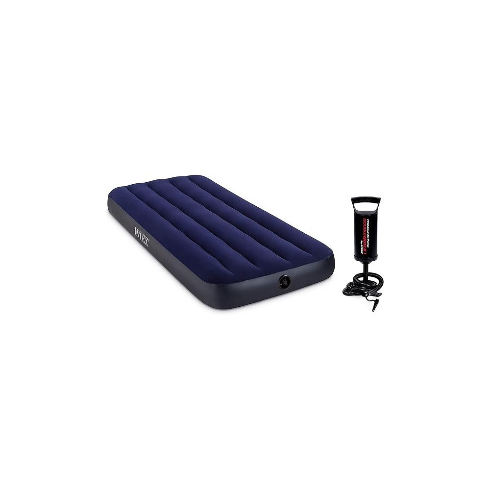 Intex Air Lock Single Inflatable Bed With Air Pump, Blue