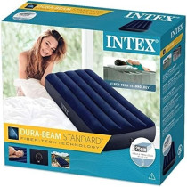 Intex Air Lock Single Inflatable Bed With Air Pump, Blue