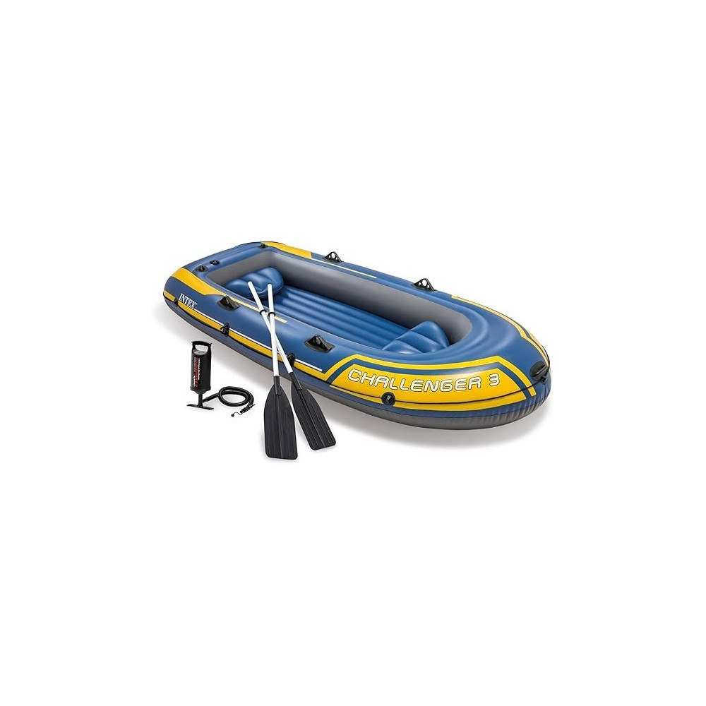 Intex Challenger Inflatable Boat Set With Oars Plus Inflator, Yellow/Blue