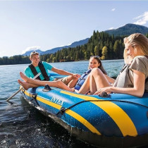 Intex Challenger Inflatable Boat Set With Oars Plus Inflator, Yellow/Blue