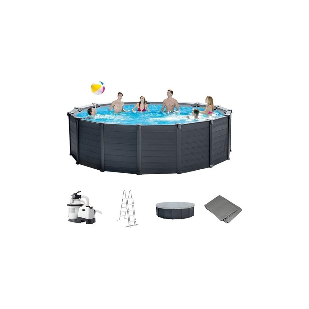 Intex 15Ft 8Inch x 49Inch Graphite Gray Panel Pool Set