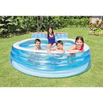 Intex Swim Centre Family Lounge Pool, Blue, Tub Round Up Blue 555, Blue, 224 x 216 x 76 Cm