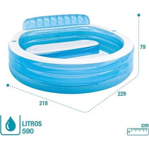 Intex Swim Centre Family Lounge Pool, Blue, Tub Round Up Blue 555, Blue, 224 x 216 x 76 Cm