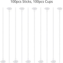 Luufan Christmas Birthday Wedding Accessory Party Decorations 15.7 Inch Rainbow Set Metallic Double Latex Balloons And Balloons Sticks Holders With Balloon Cups