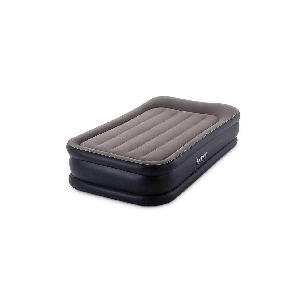 Intex Single Size Fiber-Tech Deluxe Pillow Rest Airbed With Built-In Electric Pump, 64132