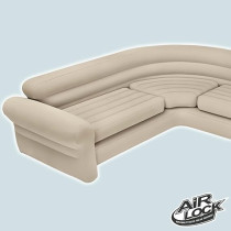 Intex Inflatable Waterproof Flocked Top Surface Corner Living Room Air Mattress, Sectional Sofa Couch For Any Rec Room, Game Room, Or Dorm Room, 257 x 203 x 76 Cm, Beige