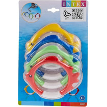 Intex 55507 Diving Swimming Pool Kids Toy Play Underwater Fish Rings, 4-Pc