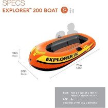 Intex Explorer 200, 2-Person Inflatable Boat, Orange, 58330Ep, 73 x 37 x 16 Inch