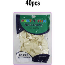 Metallic Latex Helium Balloon 12 Inch Perfect For Parties, Birthdays, Weddings, And Decorations Pack Of 40 Pieces, White