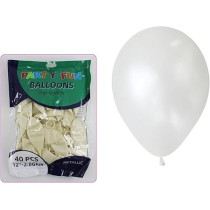 Metallic Latex Helium Balloon 12 Inch Perfect For Parties, Birthdays, Weddings, And Decorations Pack Of 40 Pieces, White