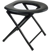 NC Portable Outdoor Folding Stainless Steel Toilet Seat, Black