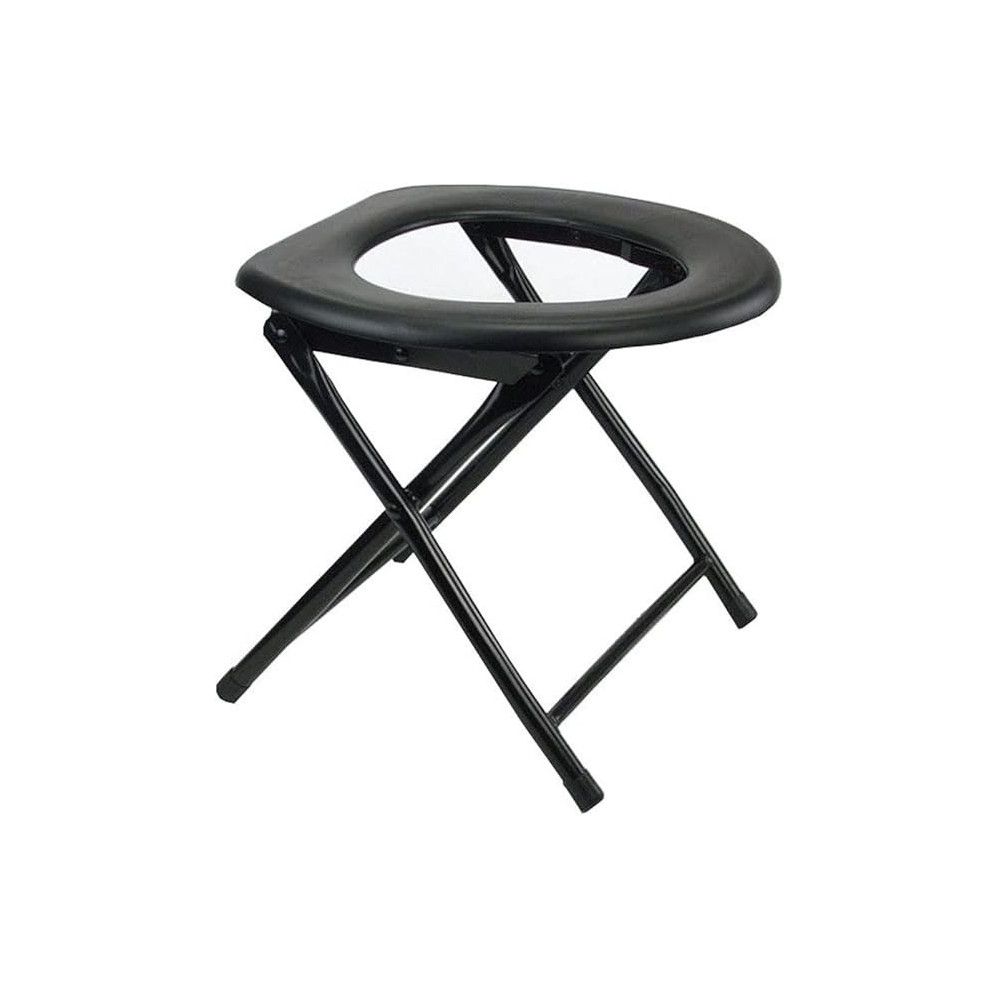 NC Portable Outdoor Folding Stainless Steel Toilet Seat, Black