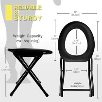 NC Portable Outdoor Folding Stainless Steel Toilet Seat, Black