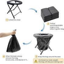 NC Portable Outdoor Folding Stainless Steel Toilet Seat, Black