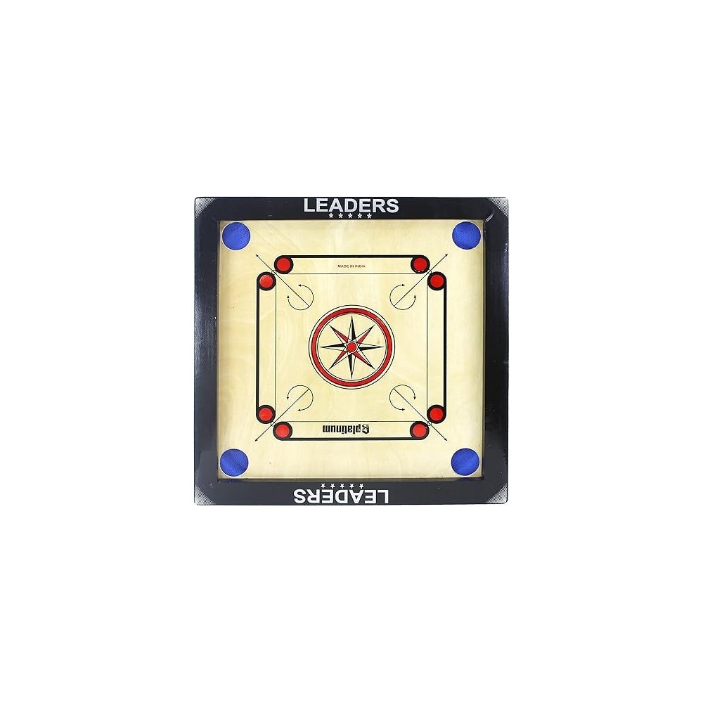 Leaders Carrom Board Black And Brown Surface With Wooden Coins, 18 x 18 Inch