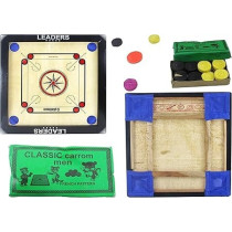 Leaders Carrom Board Black And Brown Surface With Wooden Coins, 18 x 18 Inch