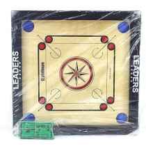 Leaders Carrom Board Black And Brown Surface With Wooden Coins, 18 x 18 Inch