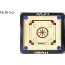 Leaders Carrom Board Black And Brown Surface With Wooden Coins, 18 x 18 Inch
