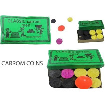 Leaders Carrom Board Black And Brown Surface With Wooden Coins, 18 x 18 Inch
