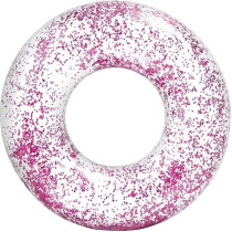 Intex Transparent Glitter Tube Inflatable Swimming Pool Float Raft Ring, Pink One Size 56274