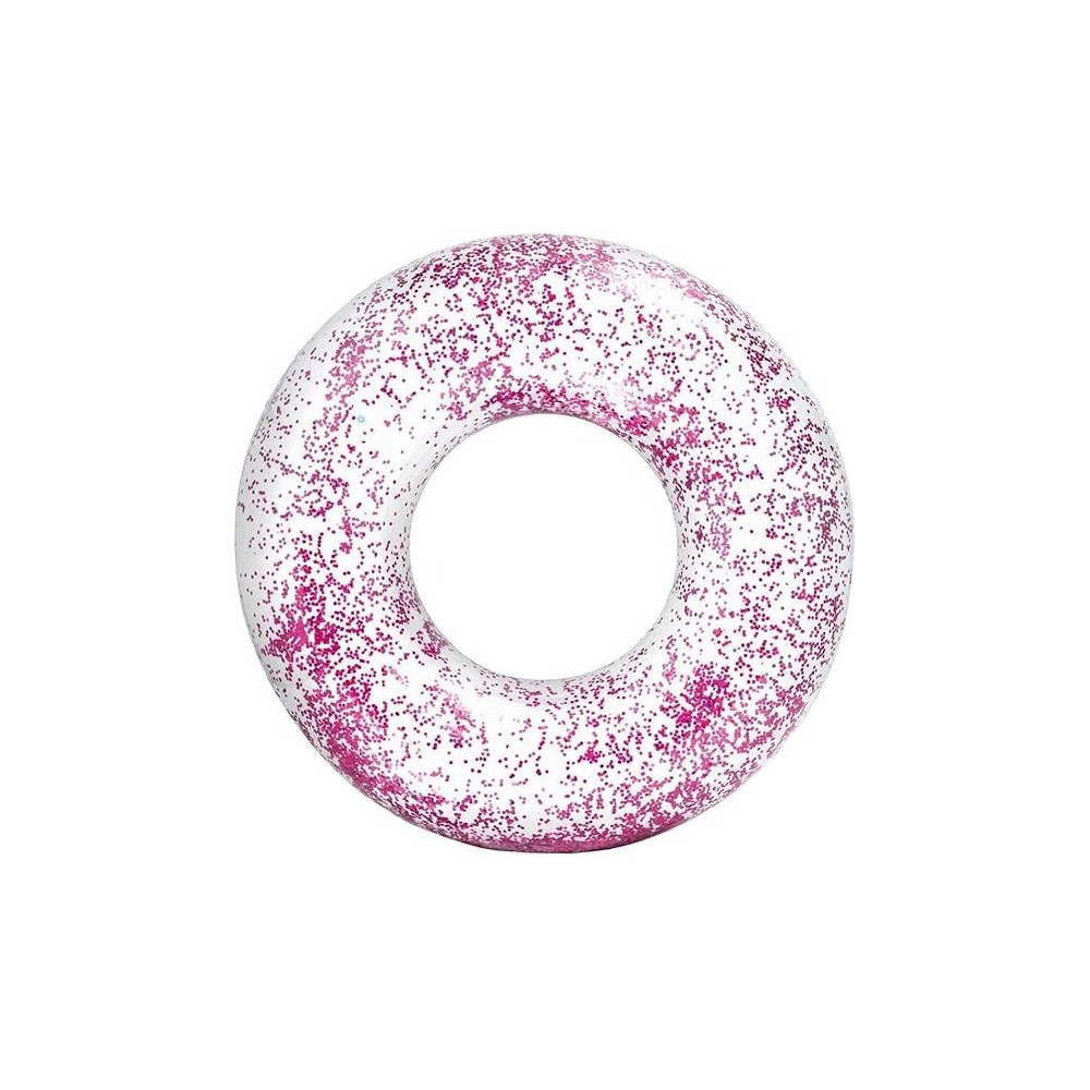 Intex Transparent Glitter Tube Inflatable Swimming Pool Float Raft Ring, Pink One Size 56274