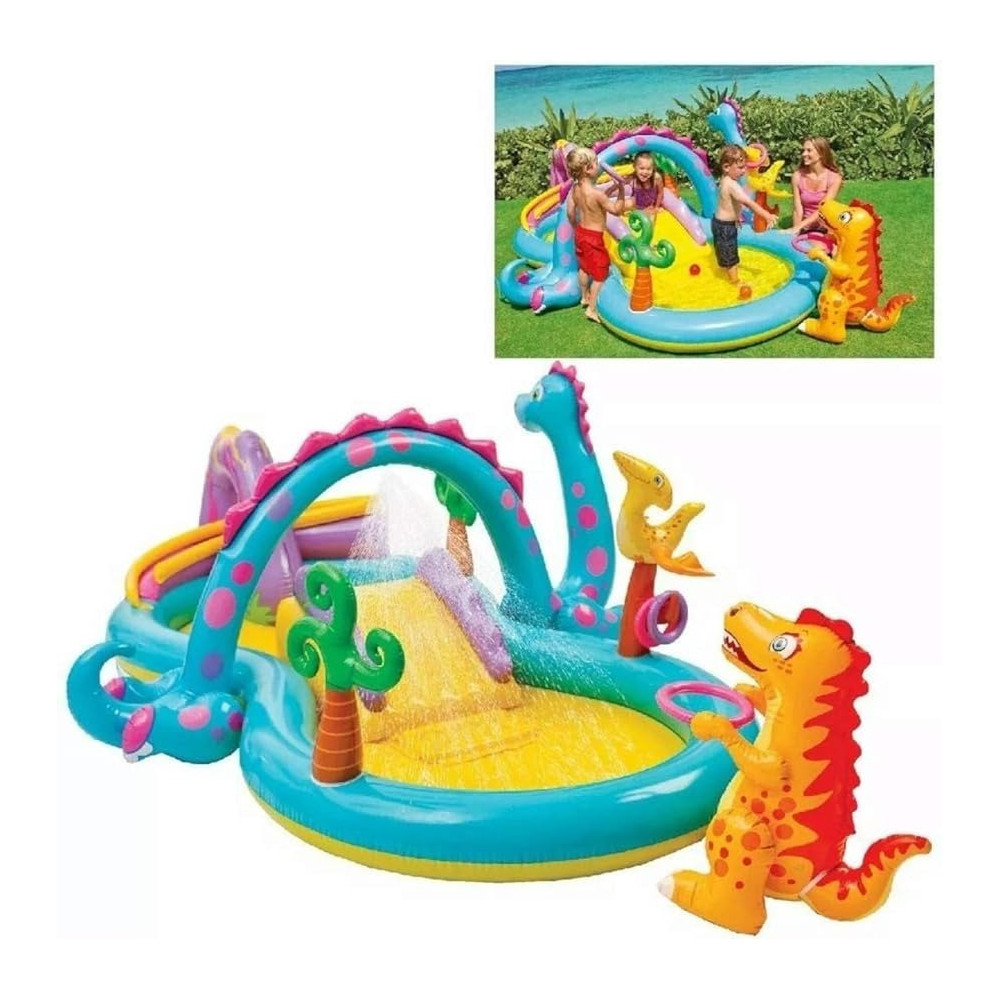 Intex Dinoland Play Center Slide And Pool, Multi-Colour, 57135