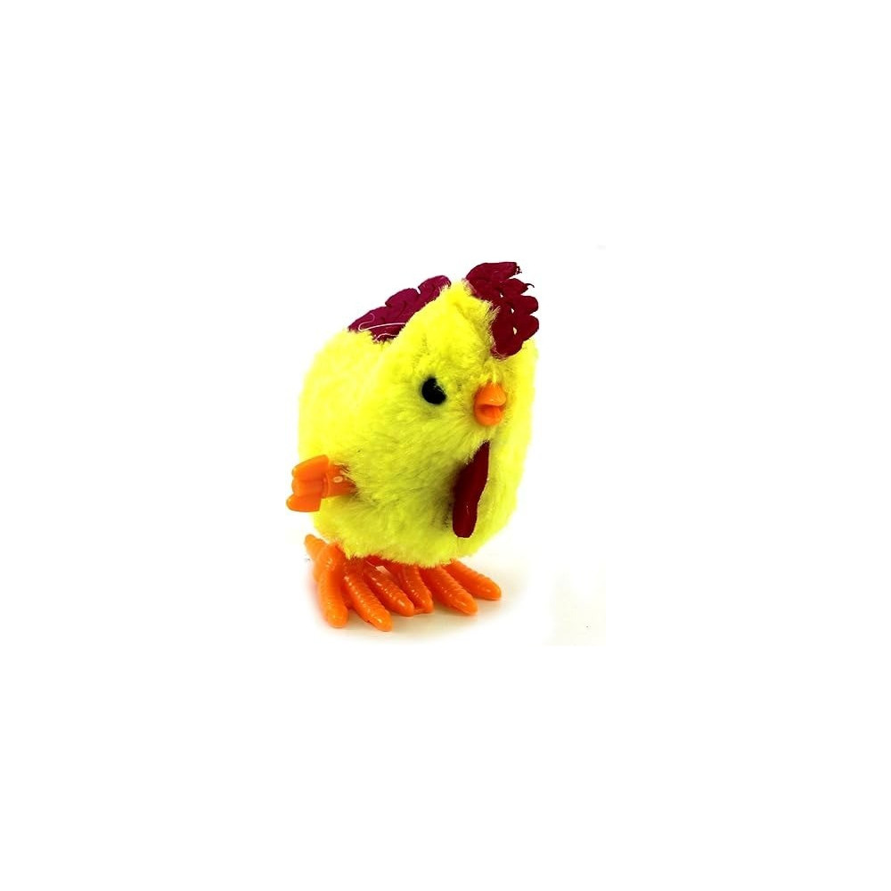 Rooster Yellow Wind Up Jumping Chicken Plush Toy Fun Novelty Toy For Party Favors