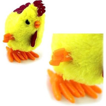 Rooster Yellow Wind Up Jumping Chicken Plush Toy Fun Novelty Toy For Party Favors