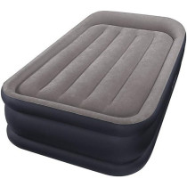 Intex Deluxe Pillow Rest Raised Airbed With Fiber Technology And Built-In Pump, Grey, 64132