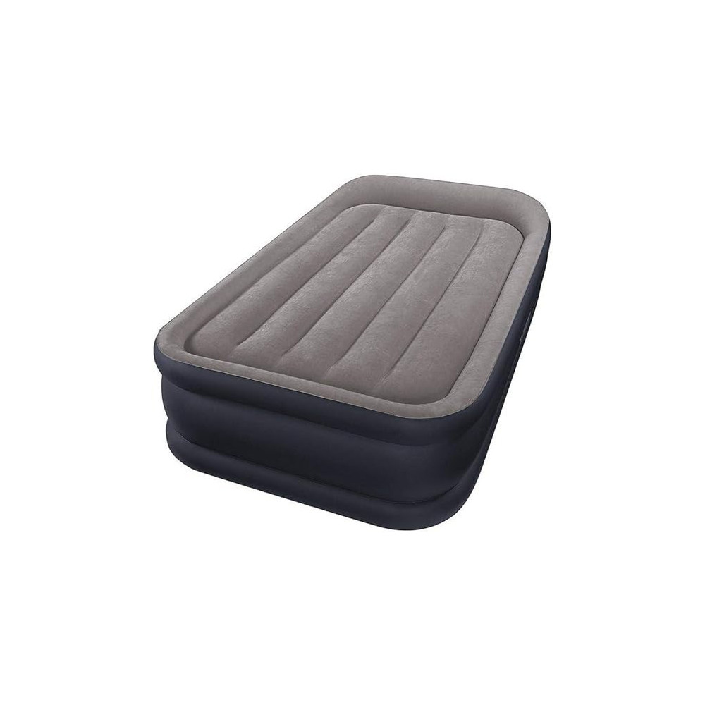 Intex Deluxe Pillow Rest Raised Airbed With Fiber Technology And Built-In Pump, Grey, 64132