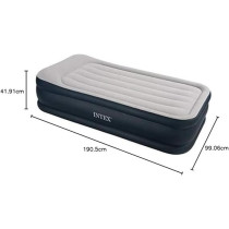 Intex Deluxe Pillow Rest Raised Airbed With Fiber Technology And Built-In Pump, Grey, 64132