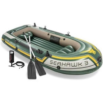 Intex Seahawk Inflatable Boat Set, 3-Person Set With Oars Plus Inflator, 295cm x 137cm, Green